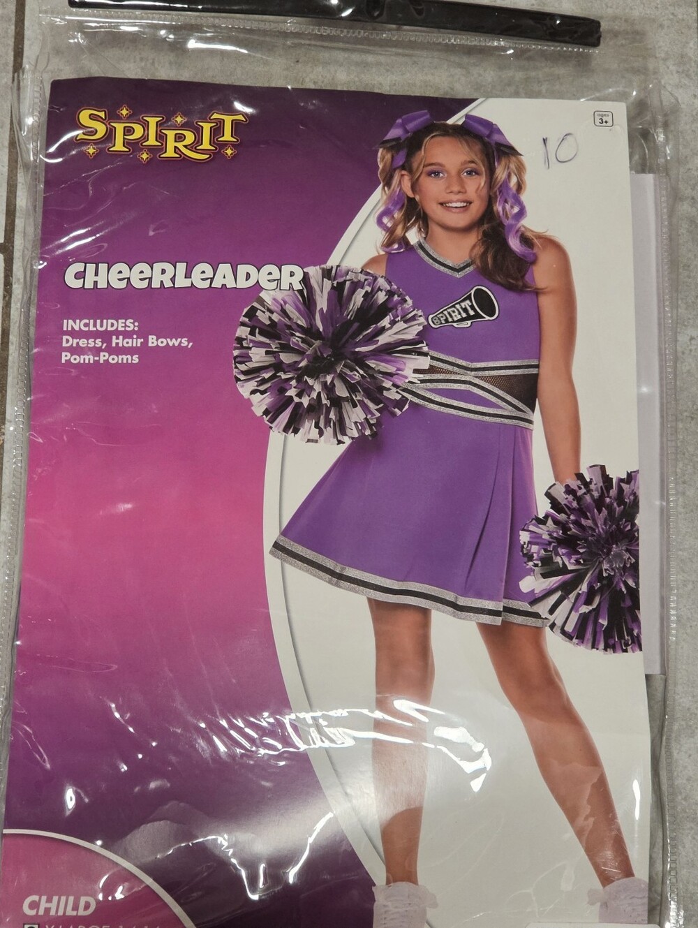 Spirit Cheerleader Costume Complete Outfit XL (14-16) Purple Dress Bows Pom-Poms